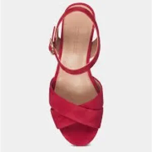 Black Patent Platform Block Heel Cork Sandal with Buckle  AEROSOLES Cosmos Size 5 Red Platform Shoes with Chunky Block Heels display picture 1